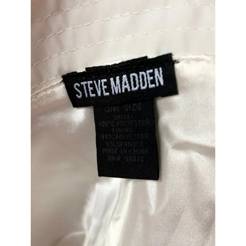 Steve Madden White Satin Lined Bucket Hat One Size NWT Women’s Logo Sun Hat